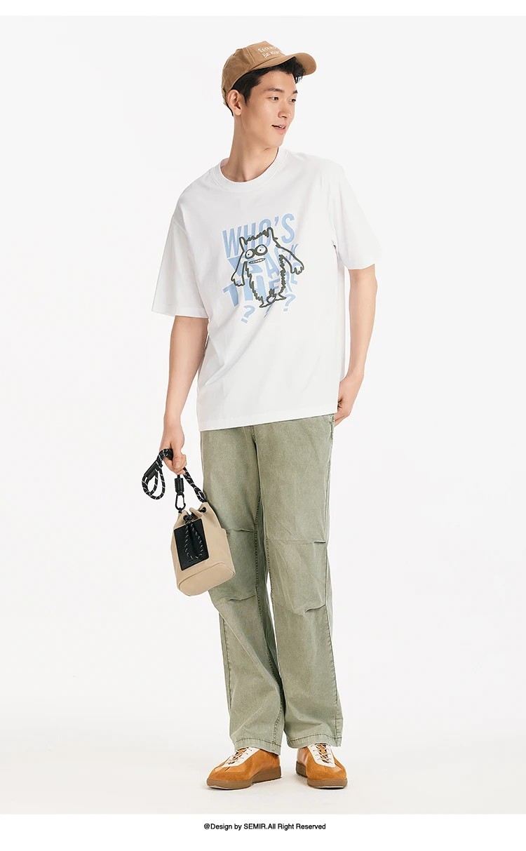 Semir Short Sleeve T-Shirt Men Moisture Wicking and Quick Dry Little Monster Couple Top 2025 New Summer Style Cool Feeling Tee