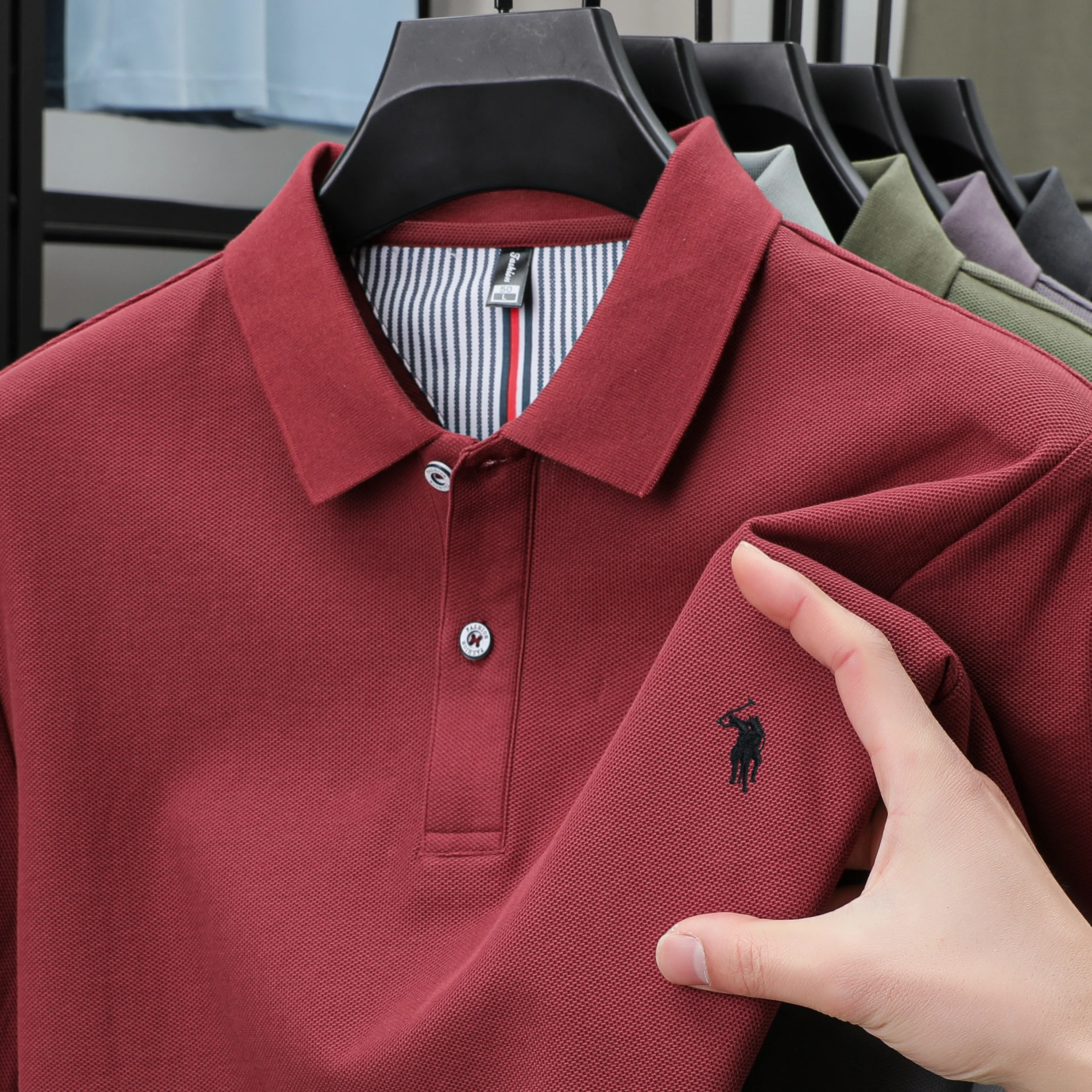 100% pure cotton 2025 summer men's Polo T-shirt high-end designer brand fashion cozy short sleeve 3D embroidery design hot sale