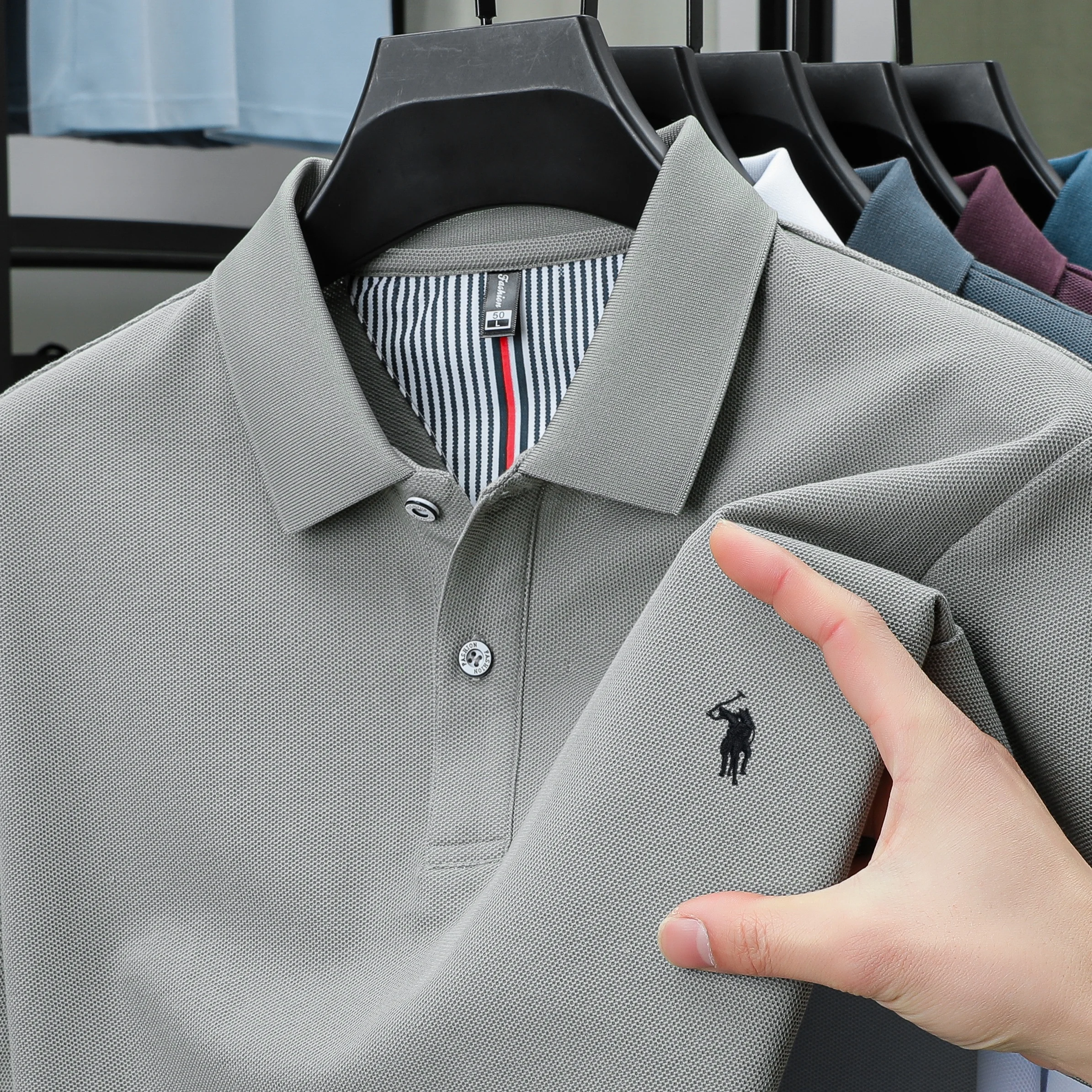 100% pure cotton 2025 summer men's Polo T-shirt high-end designer brand fashion cozy short sleeve 3D embroidery design hot sale