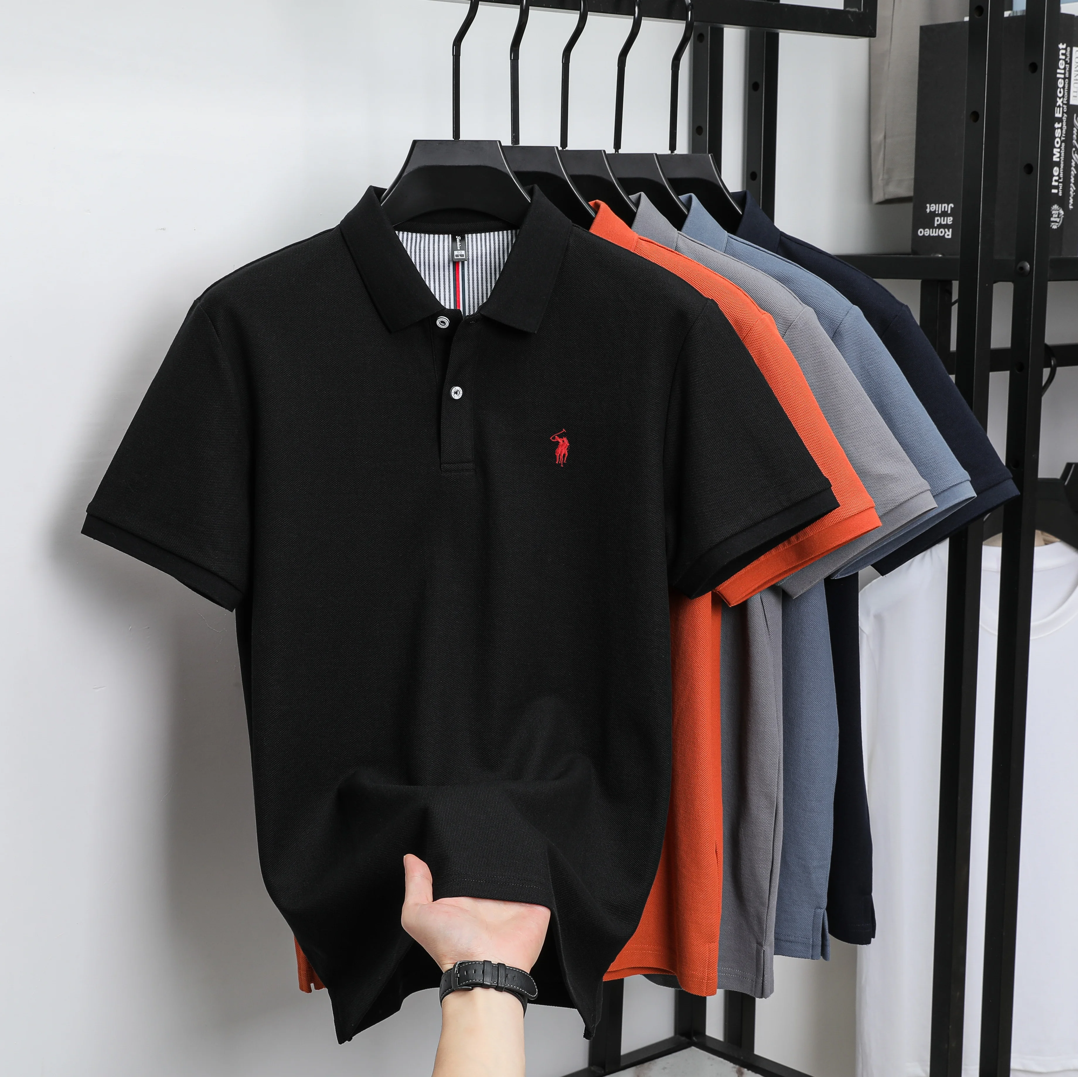 100% pure cotton 2025 summer men's Polo T-shirt high-end designer brand fashion cozy short sleeve 3D embroidery design hot sale