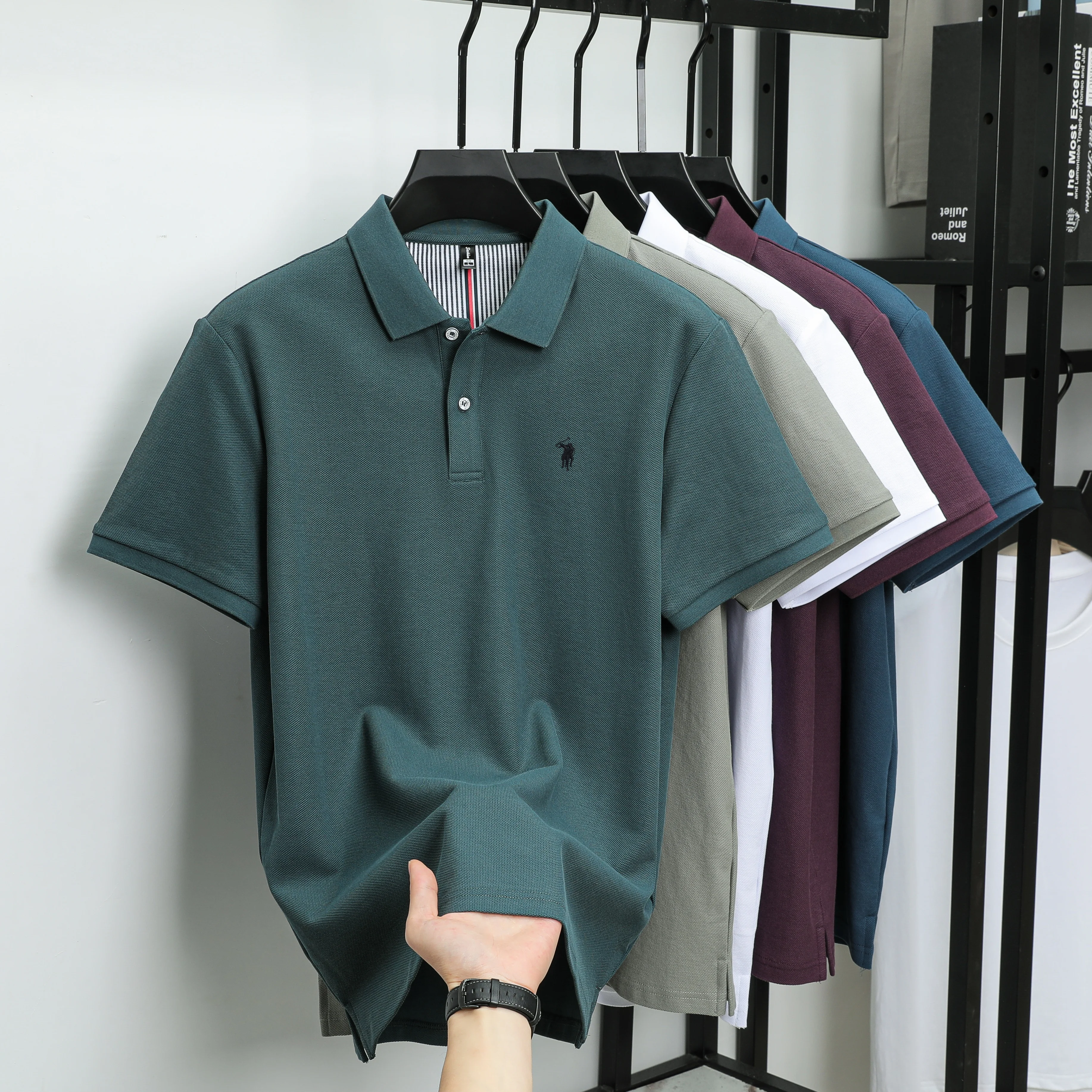 100% pure cotton 2025 summer men's Polo T-shirt high-end designer brand fashion cozy short sleeve 3D embroidery design hot sale