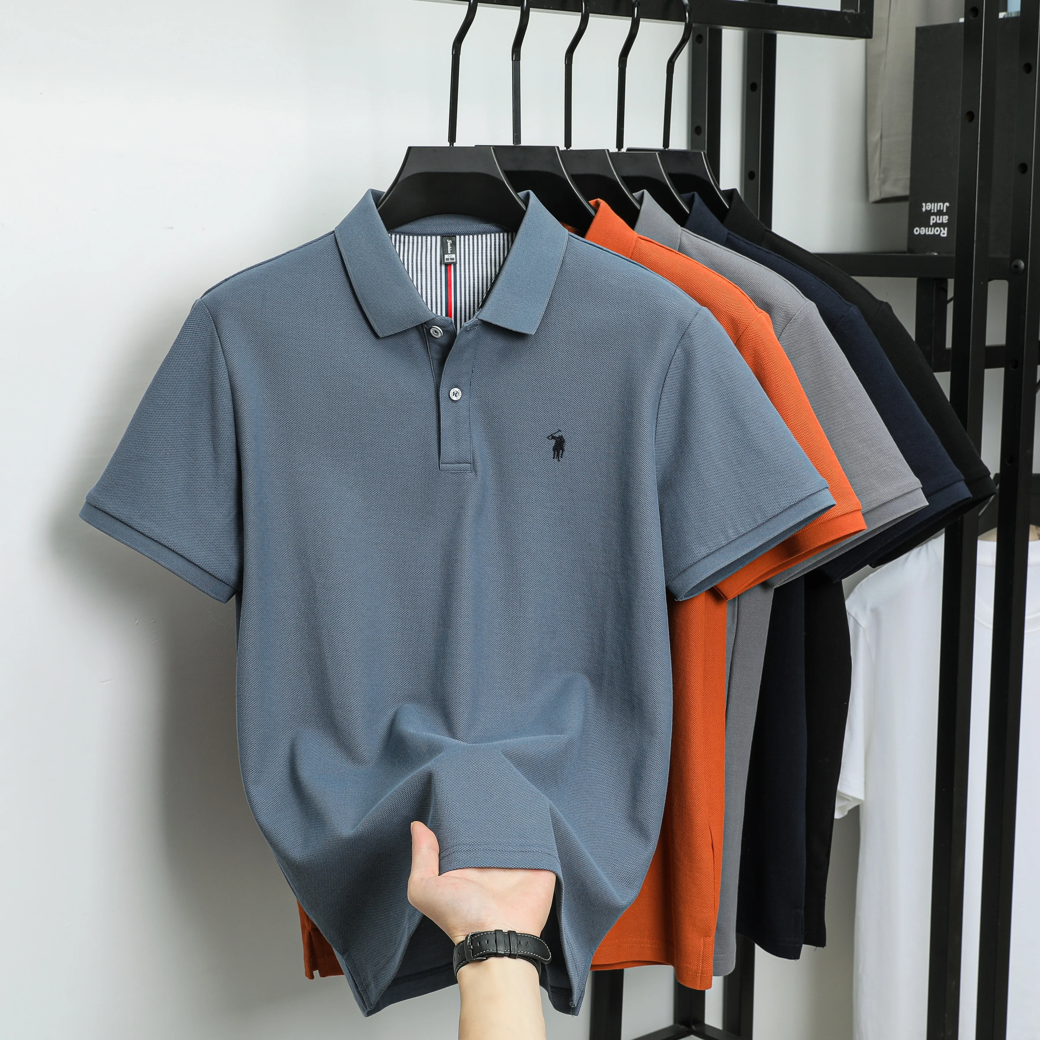 100% pure cotton 2025 summer men's Polo T-shirt high-end designer brand fashion cozy short sleeve 3D embroidery design hot sale