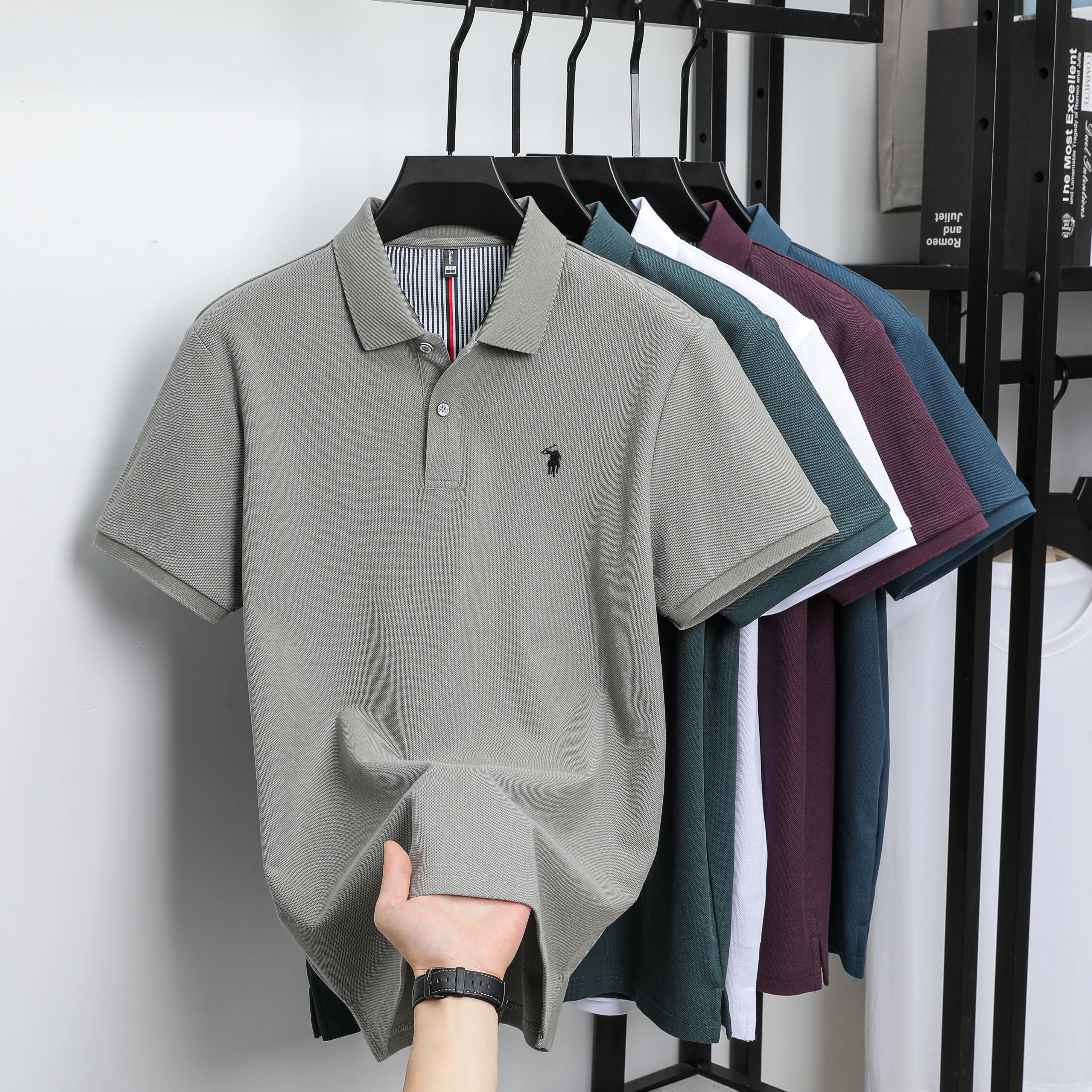 100% pure cotton 2025 summer men's Polo T-shirt high-end designer brand fashion cozy short sleeve 3D embroidery design hot sale