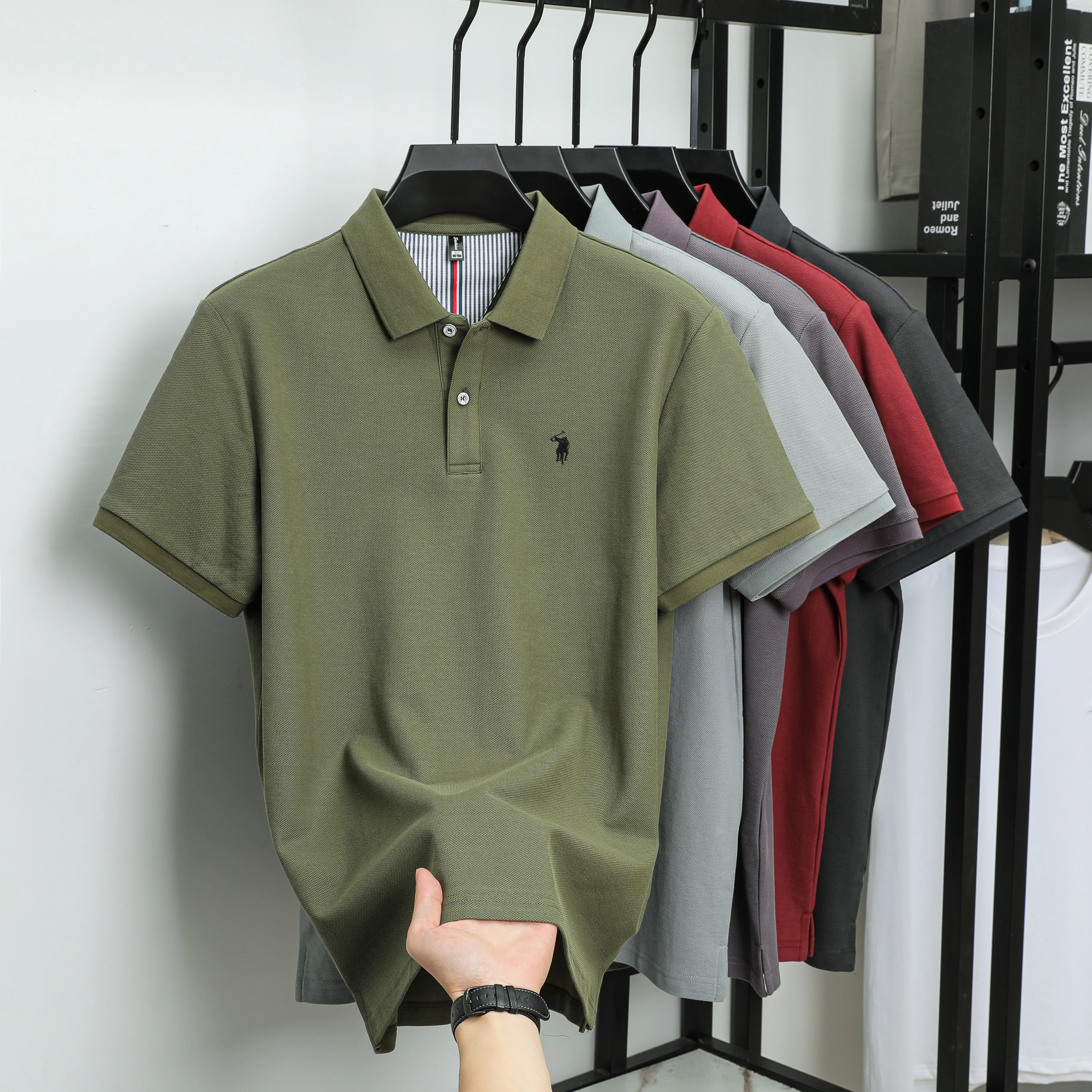 100% pure cotton 2025 summer men's Polo T-shirt high-end designer brand fashion cozy short sleeve 3D embroidery design hot sale