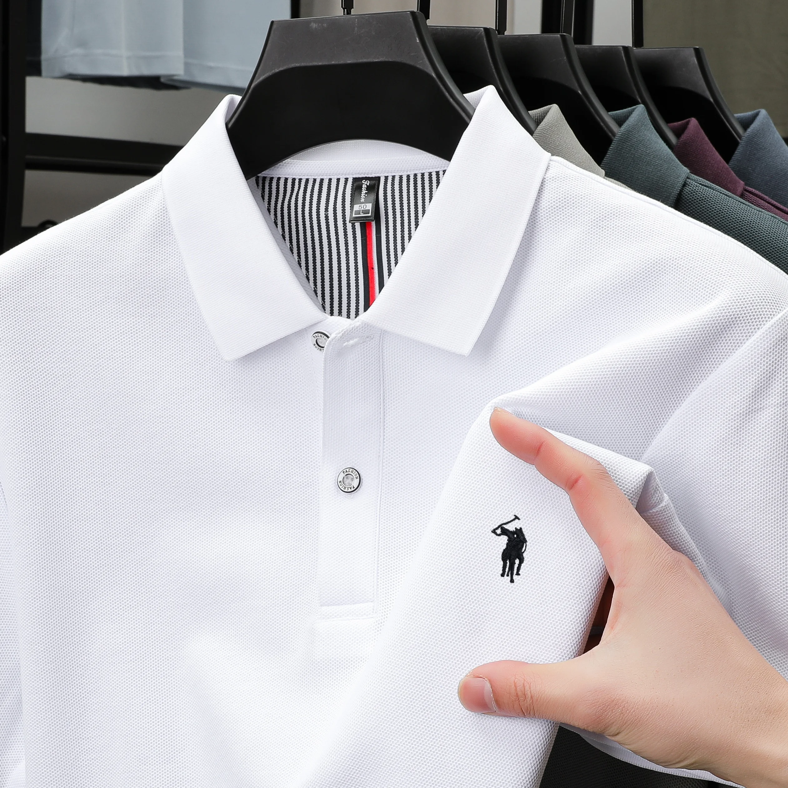 100% pure cotton 2025 summer men's Polo T-shirt high-end designer brand fashion cozy short sleeve 3D embroidery design hot sale