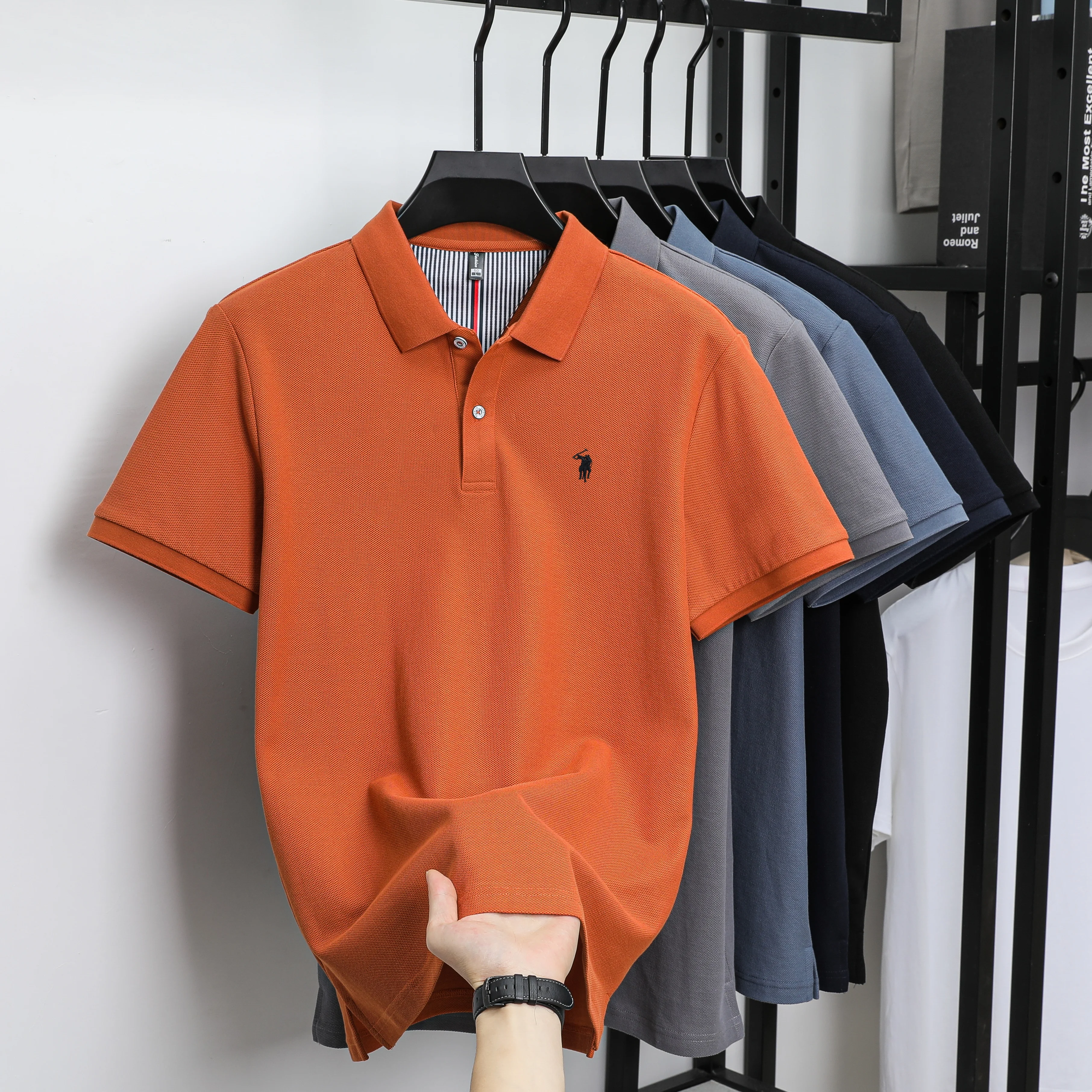 100% pure cotton 2025 summer men's Polo T-shirt high-end designer brand fashion cozy short sleeve 3D embroidery design hot sale