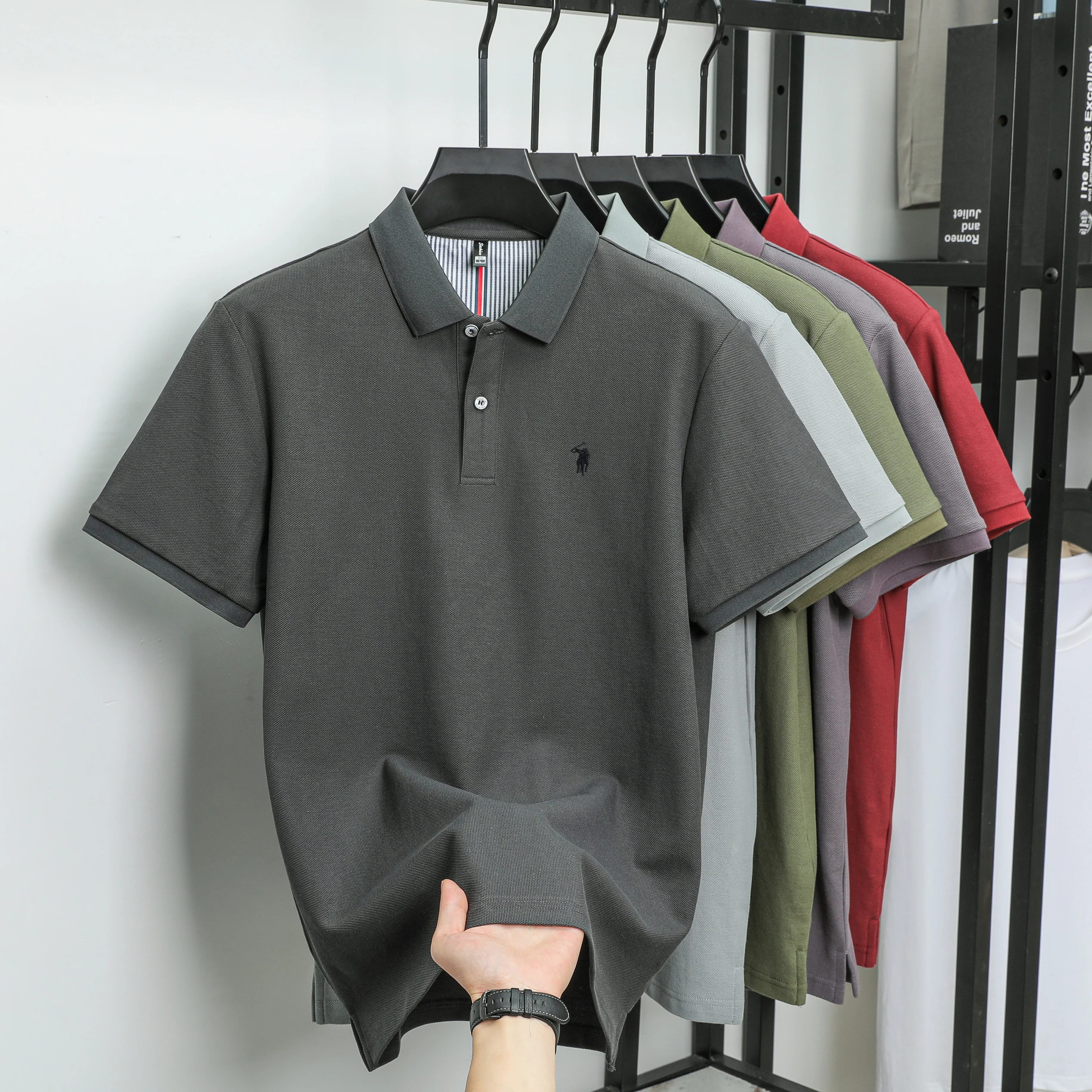 100% pure cotton 2025 summer men's Polo T-shirt high-end designer brand fashion cozy short sleeve 3D embroidery design hot sale