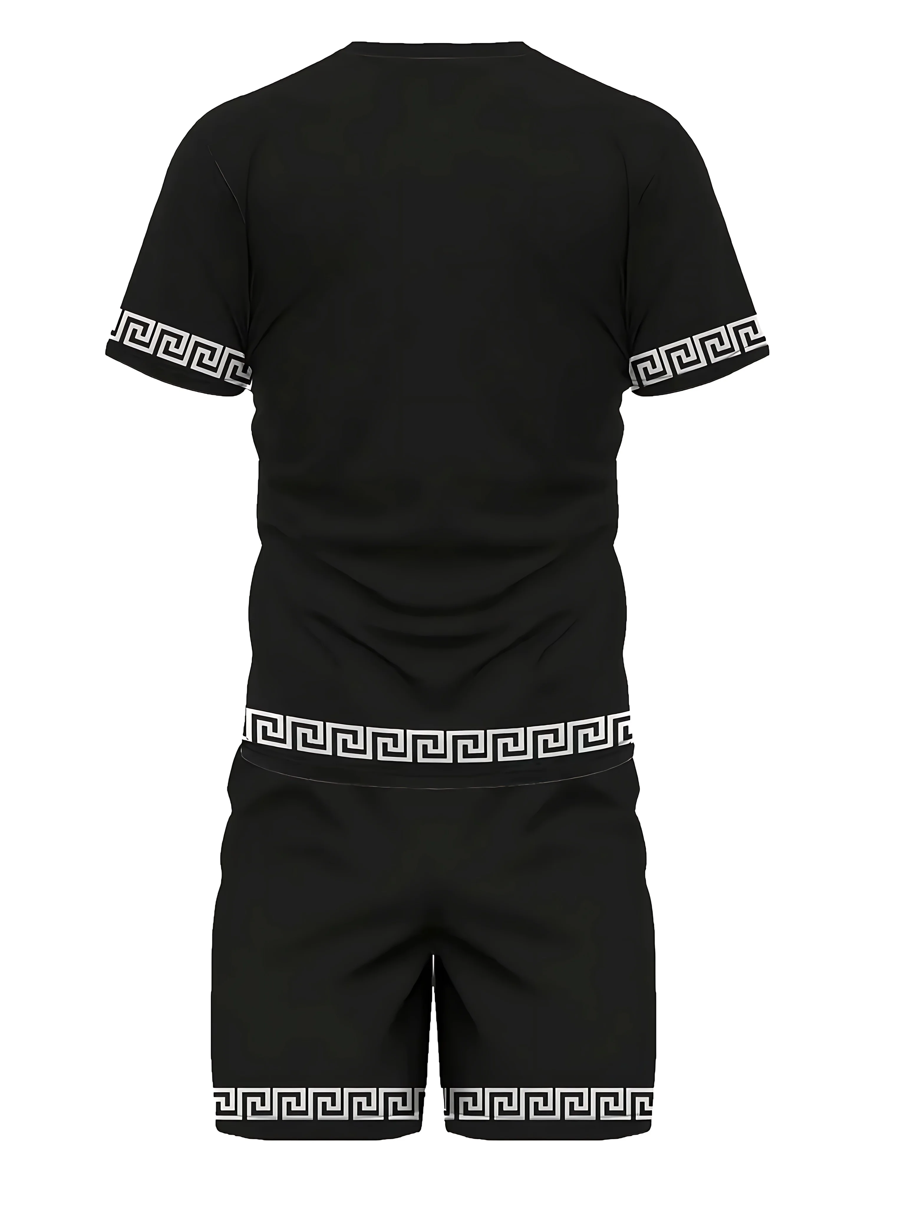 2026 Summer New Men's Short-Sleeved Set with 3D Stripes Pattern Print - Street Casual Fashion Comfortable and Soft