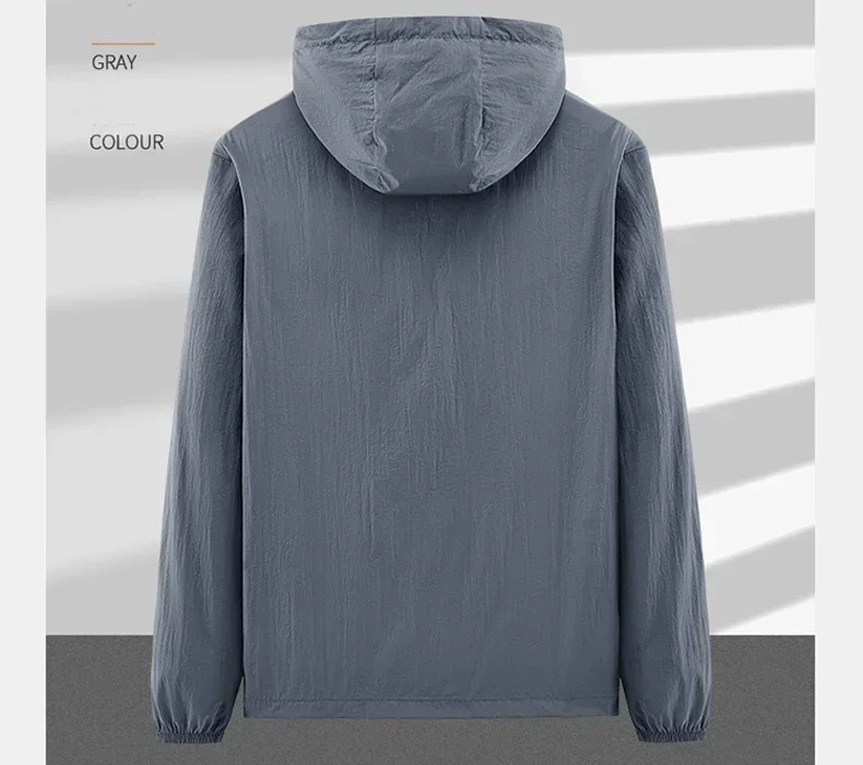 Men's UPF 50+ UV Protection Windbreaker Quick Dry Jacket Outdoor Sun-Protective Thin Hiking Fishing Cycling Hooded Sport Light