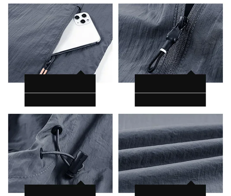 Men's UPF 50+ UV Protection Windbreaker Quick Dry Jacket Outdoor Sun-Protective Thin Hiking Fishing Cycling Hooded Sport Light