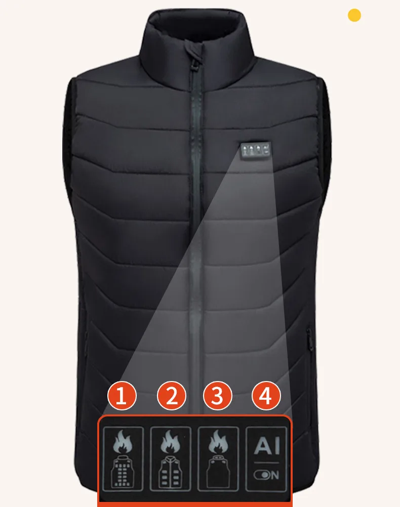 New Loose Casual Stand Up Collar Winter 28 Zone Intelligent Heating Vest Men'S Women'S Warm Electric Clip Coat (No Power Bank)