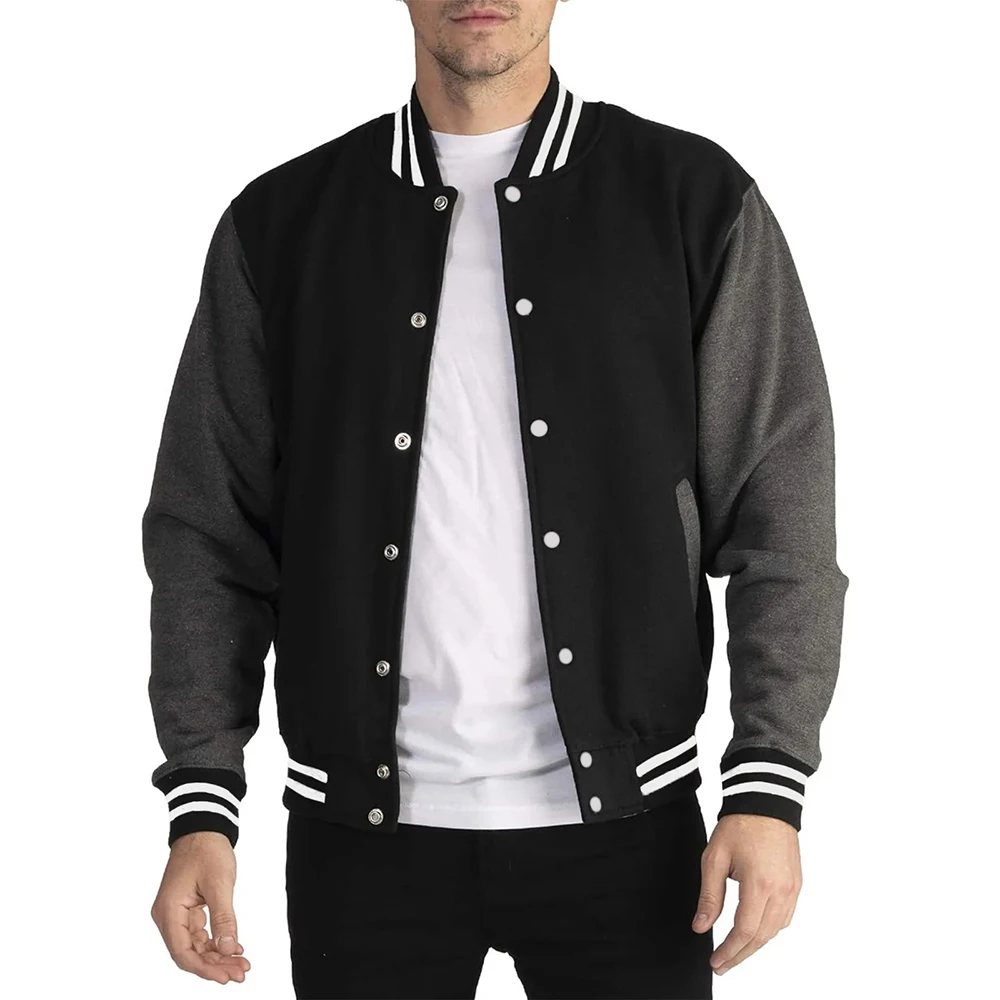 Black White Gray Collision Color Jacket Loose Oversized S-5XL Clothes Men Baseball Clothes Street Coat Warm Fleece Soft Jackets