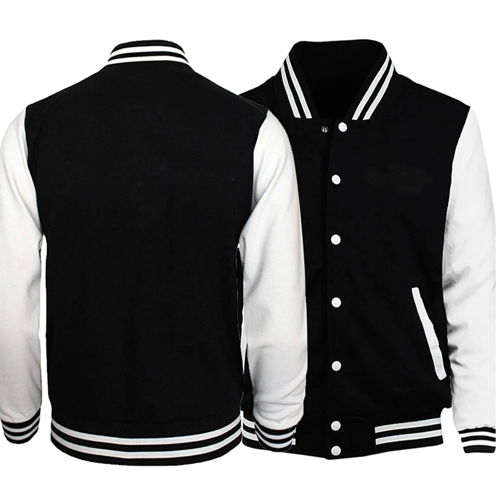 Black White Gray Collision Color Jacket Loose Oversized S-5XL Clothes Men Baseball Clothes Street Coat Warm Fleece Soft Jackets