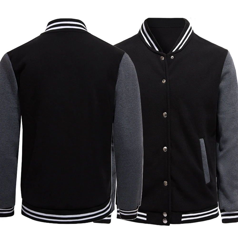Black White Gray Collision Color Jacket Loose Oversized S-5XL Clothes Men Baseball Clothes Street Coat Warm Fleece Soft Jackets