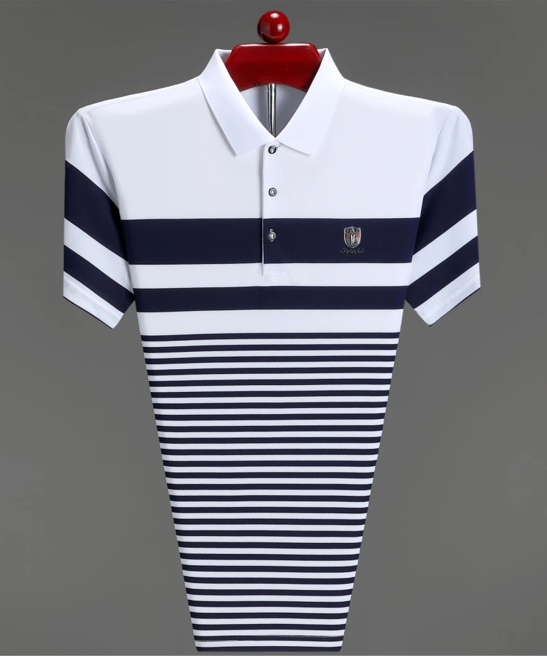 High end brand embossed men short sleeve polo shirt fashion stripe color blocked summer ice silk breathable luxury Paul T-shirt
