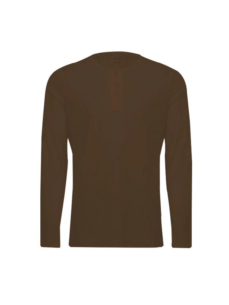 Autumn Men's Collarless Breasted Henry Shirt Top Fitness High Stretch Base Shirt Solid Color Plus Size Casual Long Sleeve