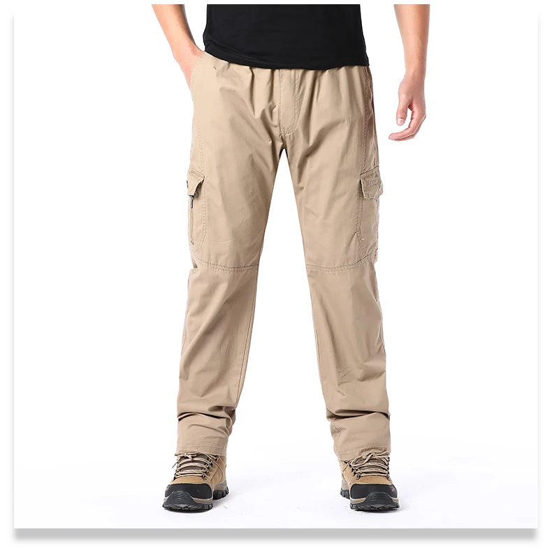Plus Size Men's Cargo Pants Casual Loose Multi Pocket High Quality Cotton Pants Long Trousers Mens Jogger Pants 5XL 6XL