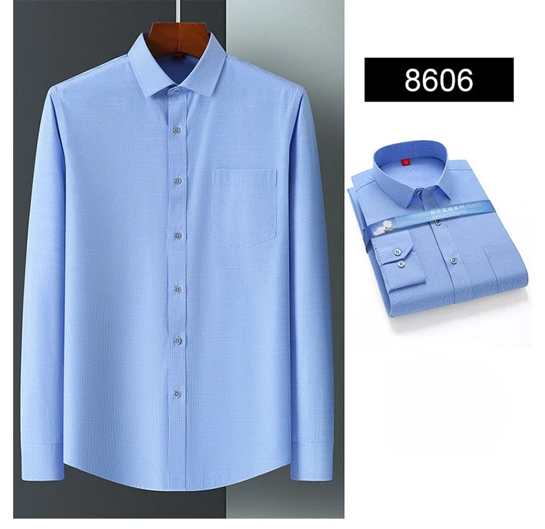 Vintage 64% Cotton Long Sleeve Shirts for Men Slim Fit Formal Plian Shirt Solid Color Fashion Korean Popular Red Clothes