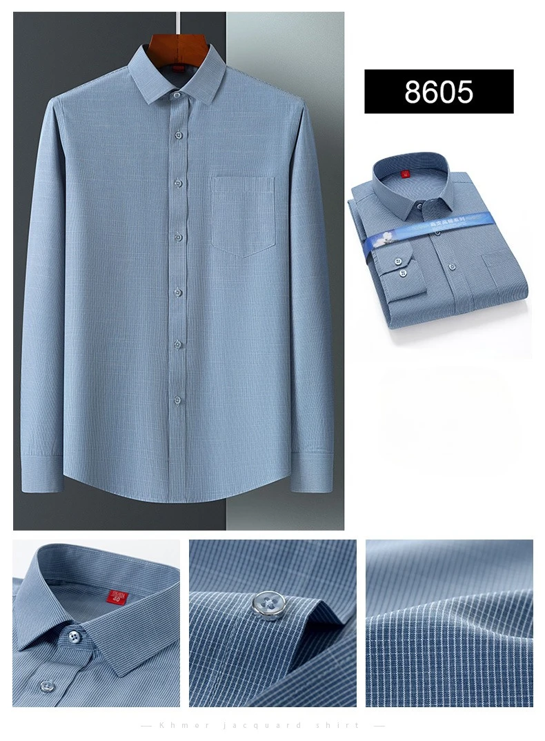 Vintage 64% Cotton Long Sleeve Shirts for Men Slim Fit Formal Plian Shirt Solid Color Fashion Korean Popular Red Clothes