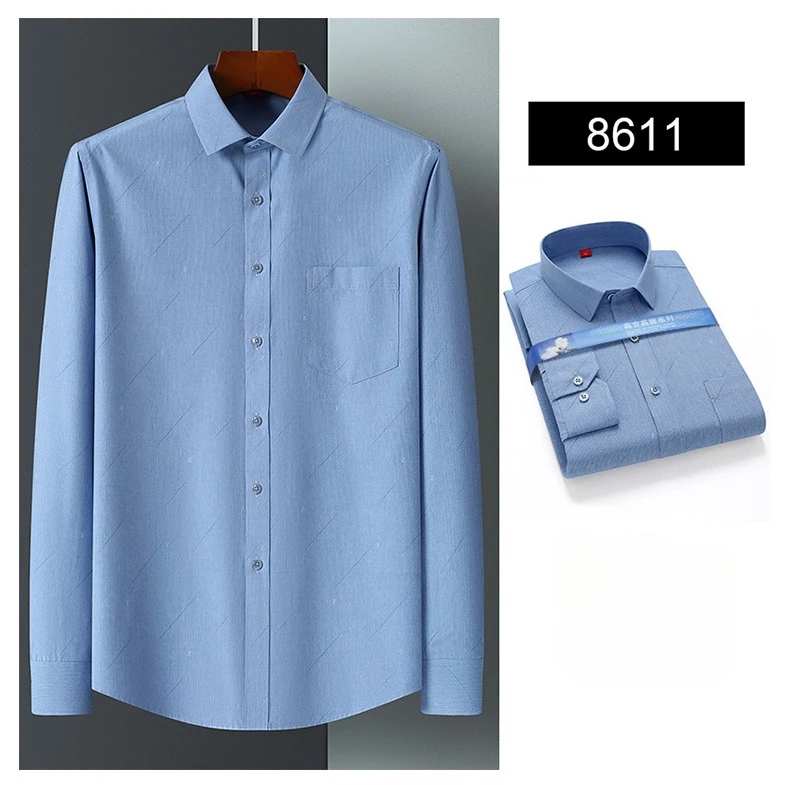 Vintage 64% Cotton Long Sleeve Shirts for Men Slim Fit Formal Plian Shirt Solid Color Fashion Korean Popular Red Clothes