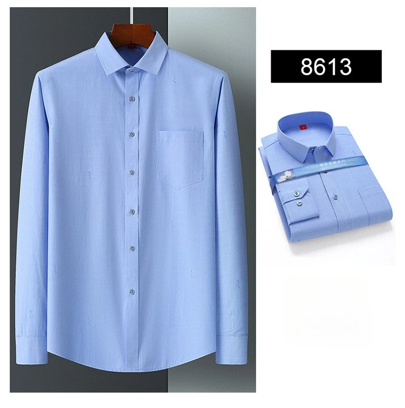 Vintage 64% Cotton Long Sleeve Shirts for Men Slim Fit Formal Plian Shirt Solid Color Fashion Korean Popular Red Clothes