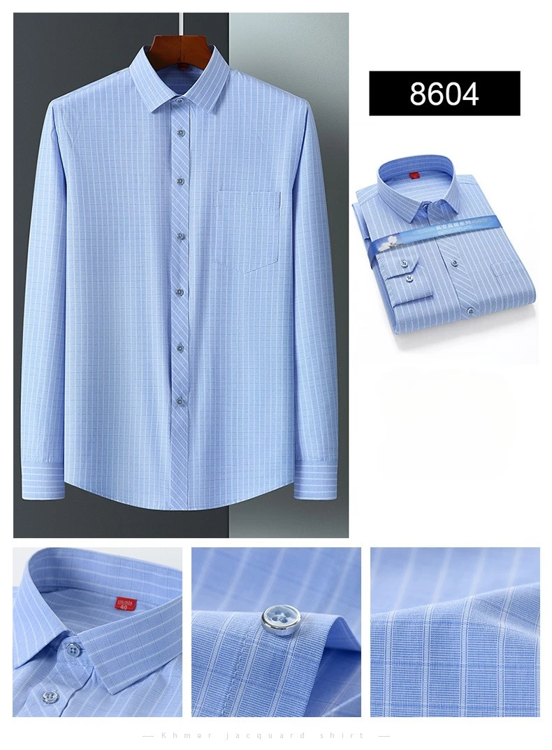 Vintage 64% Cotton Long Sleeve Shirts for Men Slim Fit Formal Plian Shirt Solid Color Fashion Korean Popular Red Clothes