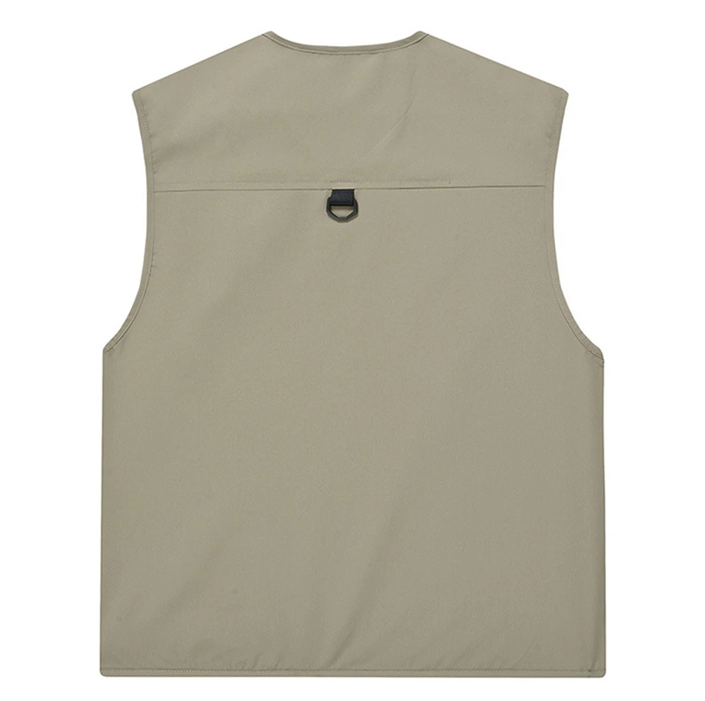 FGKKS Brand Men's Fashion Vest Solid Color Tooling Style Waistcoat Thin Multi-Pocket Casual Loose Vest for Men