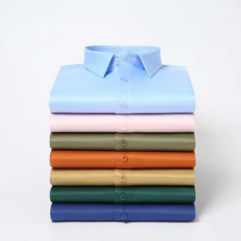 New Anti-Wrinkle Men Shirts Long Sleeve Dress Shirts For Men Slim Fit Camisa Social Business Blouse White Office Shirt S-6XL