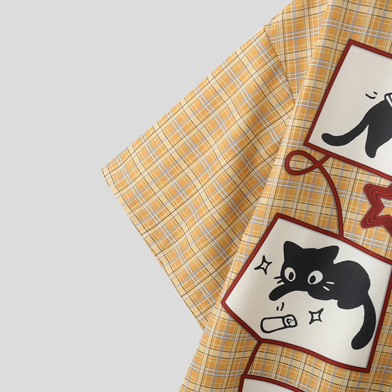 INCERUN Men Shirt Plaid Patchwork Patchwork Lapel Short Sleeve Men Clothing Loose Korean Style 2026 Summer Fashion Male Shirts
