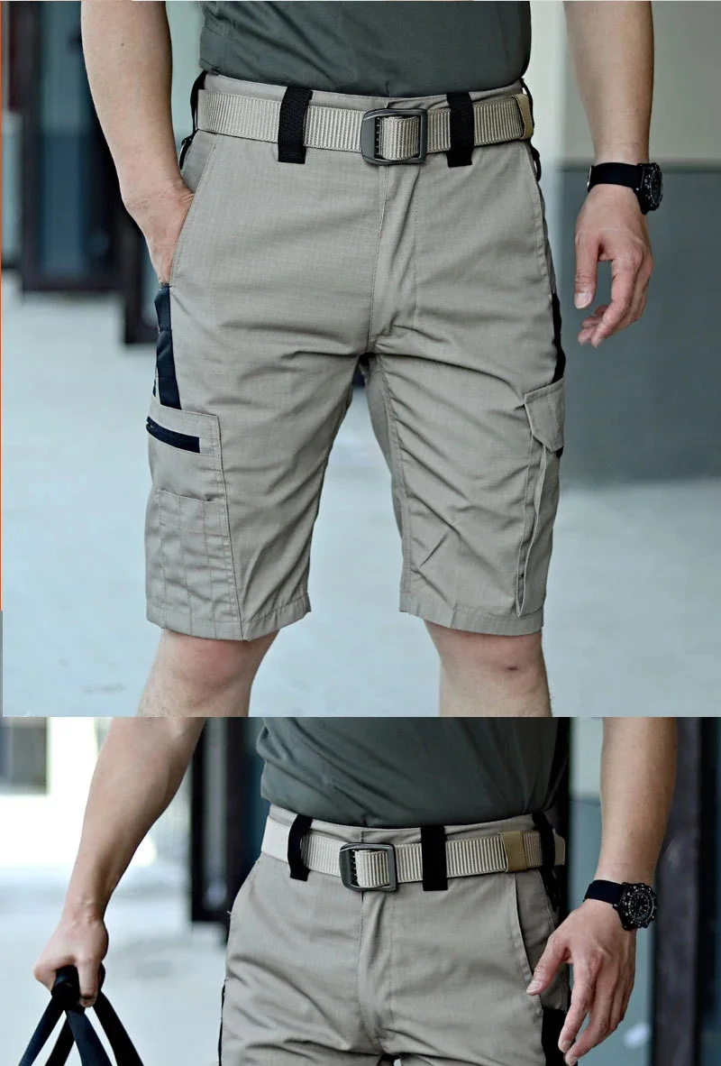 Military Green Outdoor Work Pants Men's Camouflage Solid Color Training Shorts Summer Multi Mouth Bag Military Style Shorts