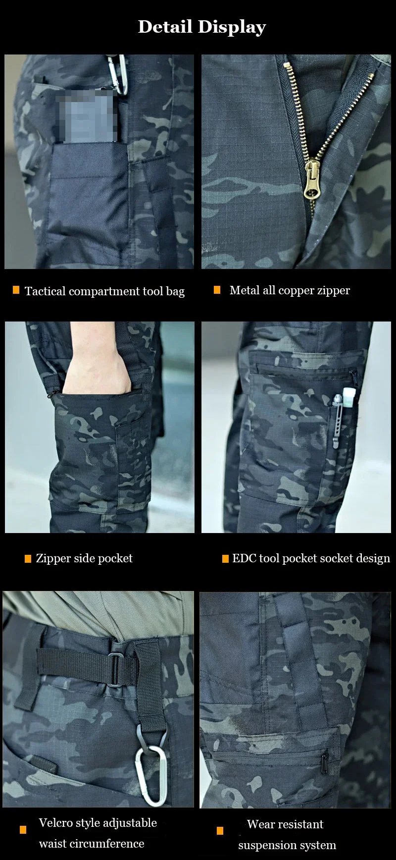 Military Green Outdoor Work Pants Men's Camouflage Solid Color Training Shorts Summer Multi Mouth Bag Military Style Shorts