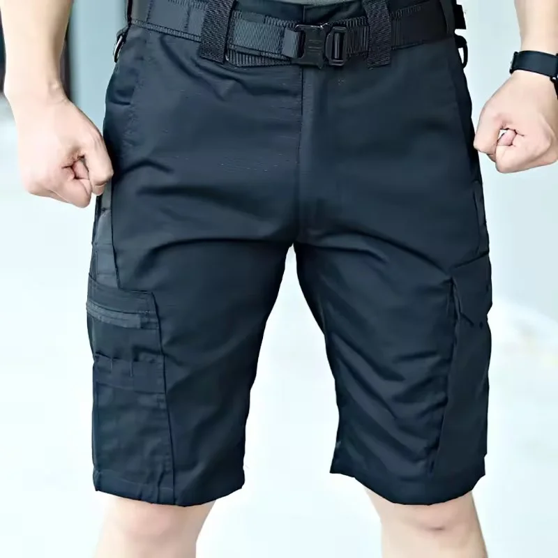 Military Green Outdoor Work Pants Men's Camouflage Solid Color Training Shorts Summer Multi Mouth Bag Military Style Shorts