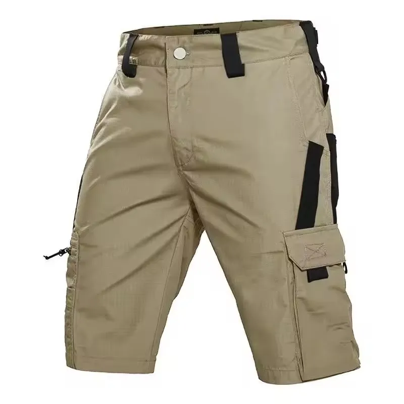 Military Green Outdoor Work Pants Men's Camouflage Solid Color Training Shorts Summer Multi Mouth Bag Military Style Shorts