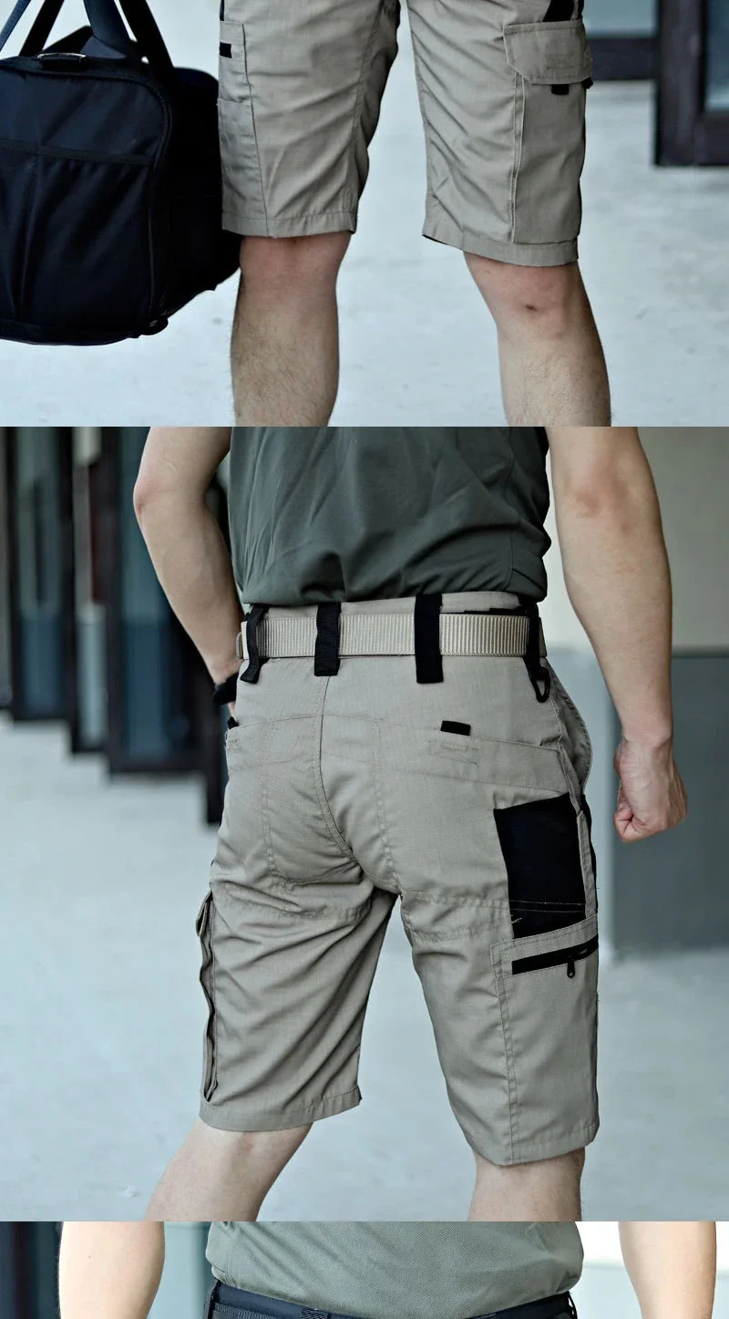 Military Green Outdoor Work Pants Men's Camouflage Solid Color Training Shorts Summer Multi Mouth Bag Military Style Shorts