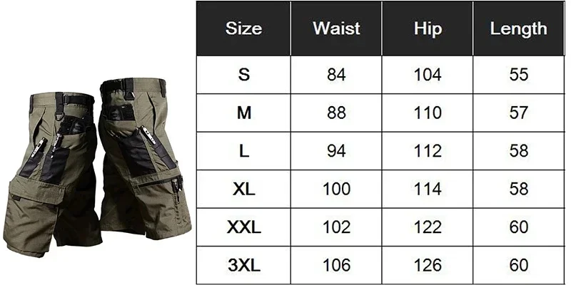 Military Green Outdoor Work Pants Men's Camouflage Solid Color Training Shorts Summer Multi Mouth Bag Military Style Shorts