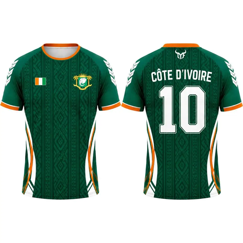 2026 New Cote D'Ivoire Flag Print Jersey T-shirt Breathable Outdoor Sports Football Tee Men's And Women's Casual Sports Uniform