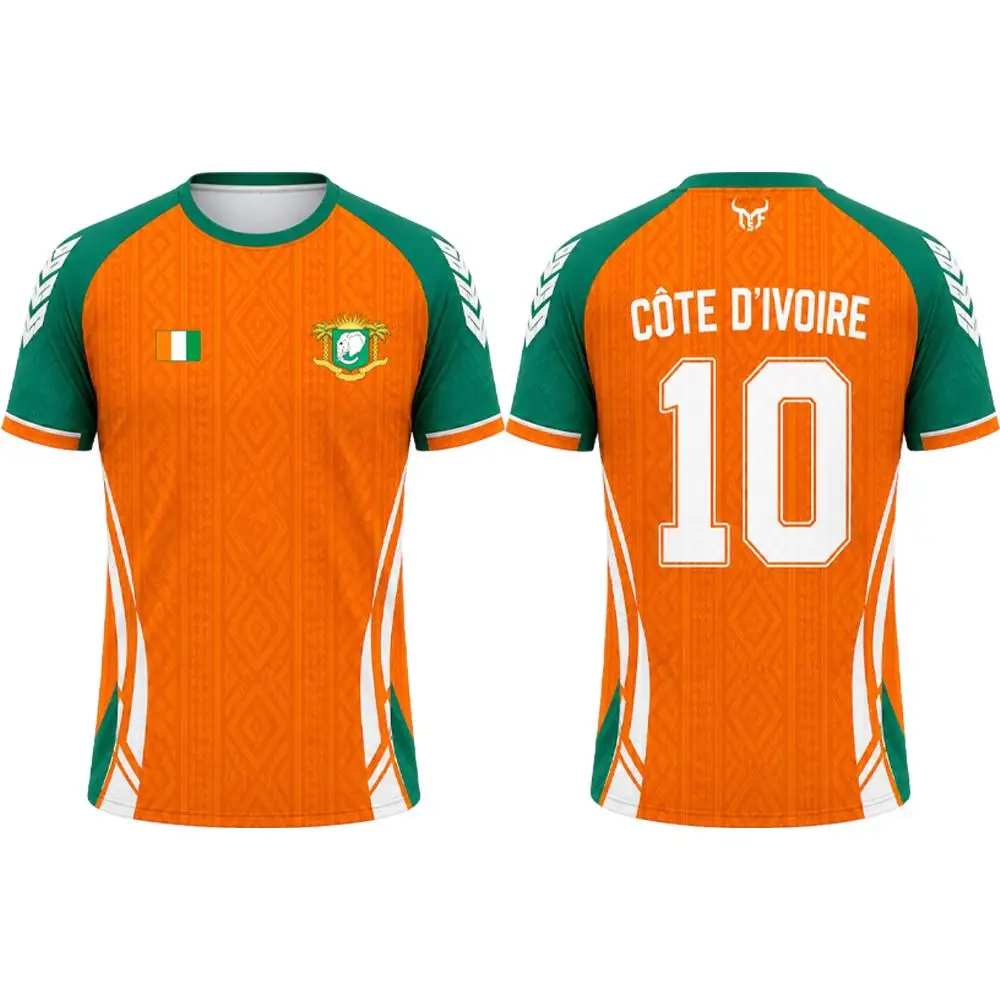 2026 New Cote D'Ivoire Flag Print Jersey T-shirt Breathable Outdoor Sports Football Tee Men's And Women's Casual Sports Uniform