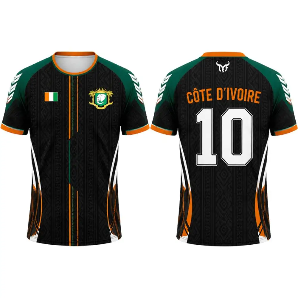 2026 New Cote D'Ivoire Flag Print Jersey T-shirt Breathable Outdoor Sports Football Tee Men's And Women's Casual Sports Uniform