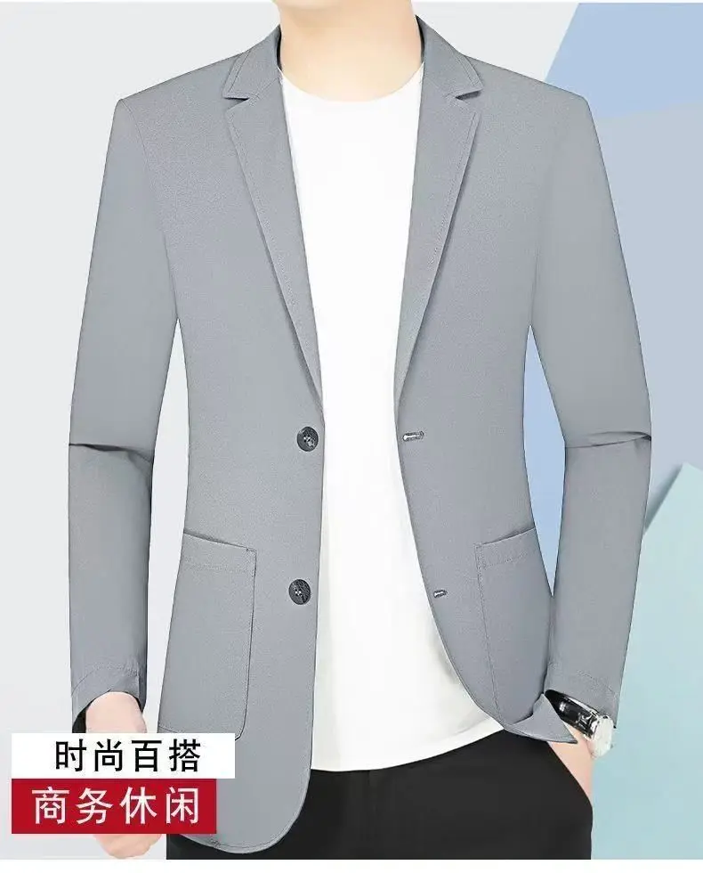 Summer Lightweight Sun Protection Blazer Men Fashionable Light Business Casual Ice Sensation Lightweight Ice Silk Elastic Blazer