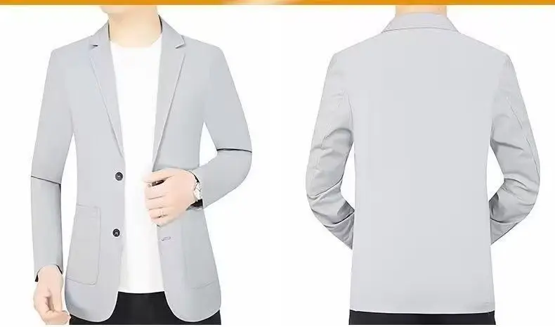 Summer Lightweight Sun Protection Blazer Men Fashionable Light Business Casual Ice Sensation Lightweight Ice Silk Elastic Blazer