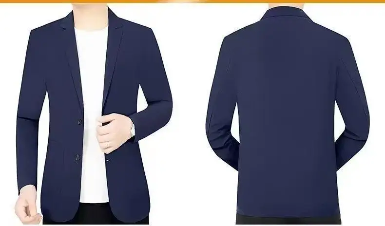 Summer Lightweight Sun Protection Blazer Men Fashionable Light Business Casual Ice Sensation Lightweight Ice Silk Elastic Blazer