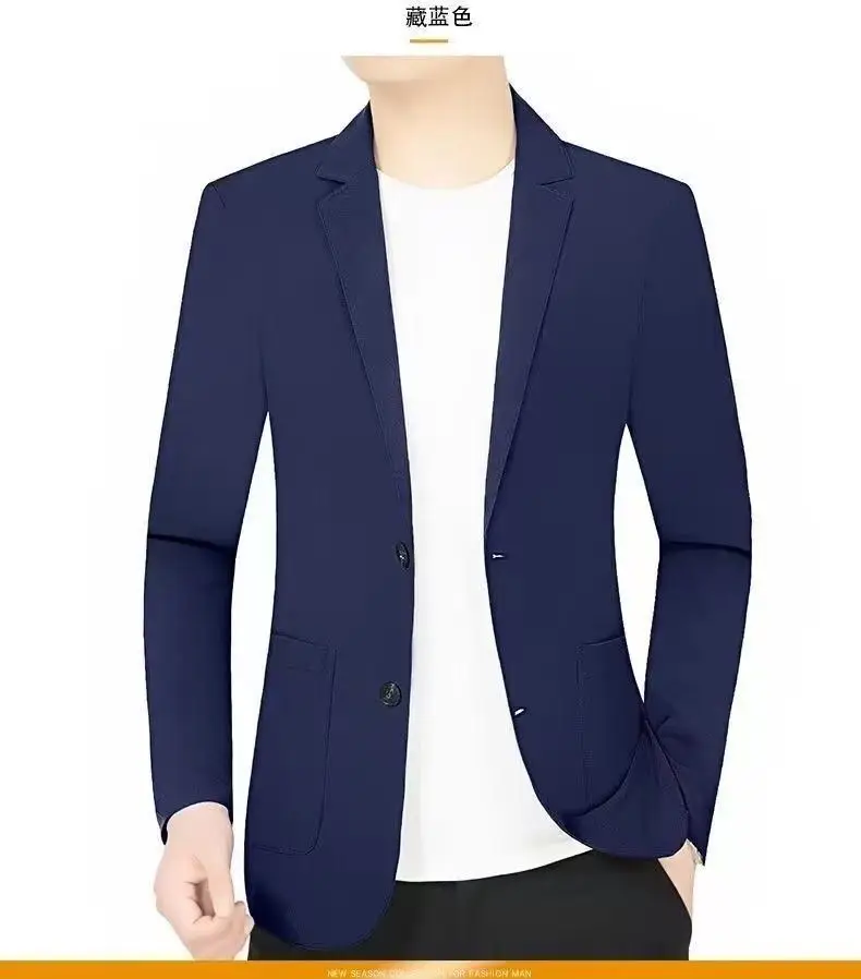 Summer Lightweight Sun Protection Blazer Men Fashionable Light Business Casual Ice Sensation Lightweight Ice Silk Elastic Blazer