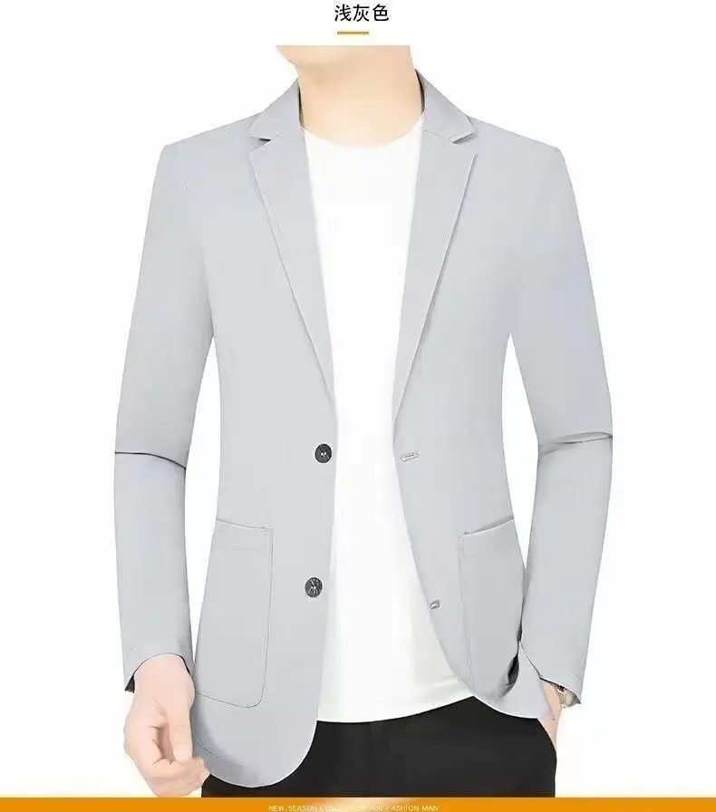 Summer Lightweight Sun Protection Blazer Men Fashionable Light Business Casual Ice Sensation Lightweight Ice Silk Elastic Blazer