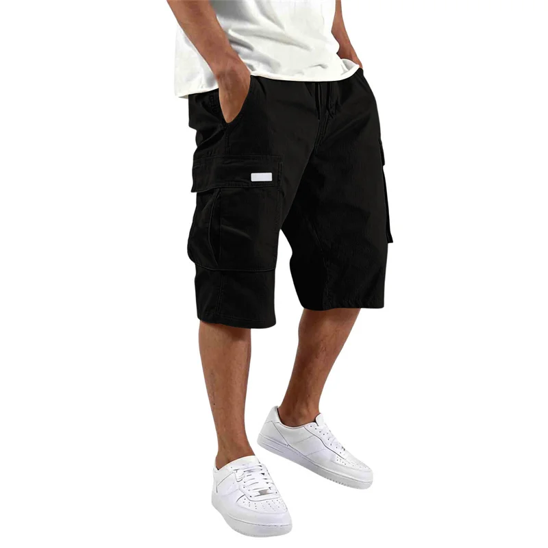 2026 NEW men loose straight pants Casual multi-pocket Shorts Summer Five-Inch Men's drawstring Sports cargo short