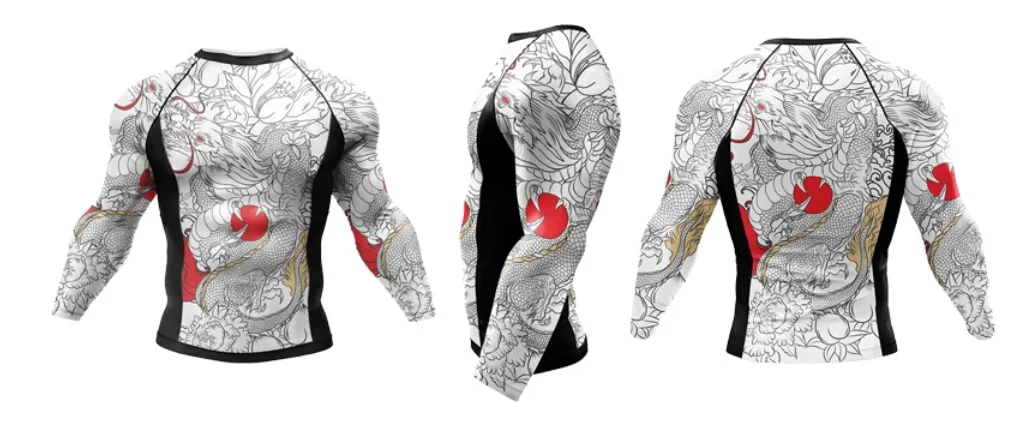 2 PCS Sports Suit Bjj Jiu Jitsu Gi Rashguard+MMA Shorts Muay Thai Pants Cool Boxing Grappling Wear Gym Fitness Running Clothes