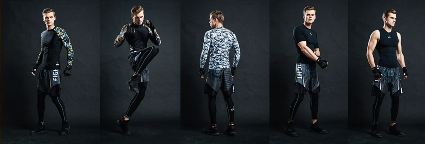 2 PCS Sports Suit Bjj Jiu Jitsu Gi Rashguard+MMA Shorts Muay Thai Pants Cool Boxing Grappling Wear Gym Fitness Running Clothes