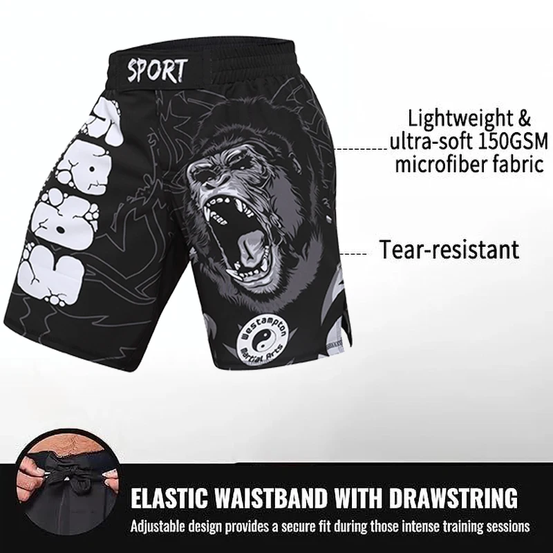 2 PCS Sports Suit Bjj Jiu Jitsu Gi Rashguard+MMA Shorts Muay Thai Pants Cool Boxing Grappling Wear Gym Fitness Running Clothes