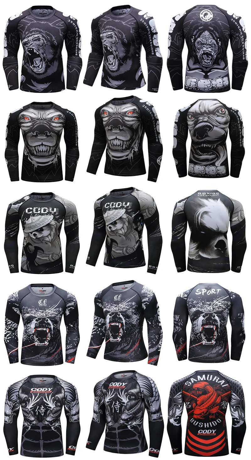 2 PCS Sports Suit Bjj Jiu Jitsu Gi Rashguard+MMA Shorts Muay Thai Pants Cool Boxing Grappling Wear Gym Fitness Running Clothes