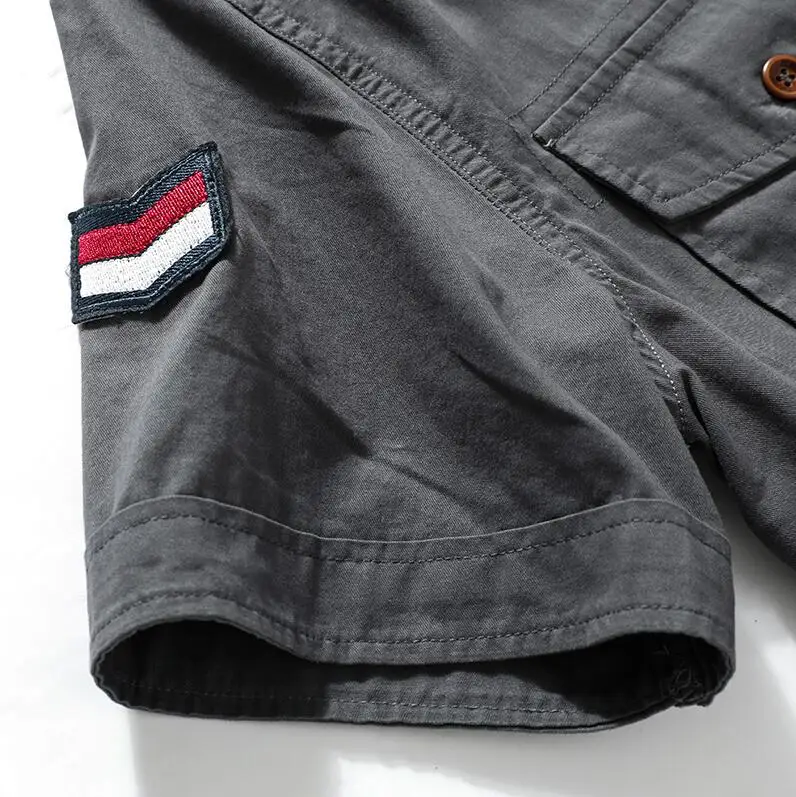 New Men Summer Short Sleeved Shirts Multi Pockets Military Tooling Shirts Quality 100% Cotton Male Outdoor Casual Shirts Size 5X