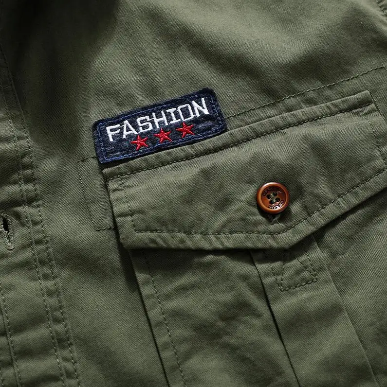 New Men Summer Short Sleeved Shirts Multi Pockets Military Tooling Shirts Quality 100% Cotton Male Outdoor Casual Shirts Size 5X